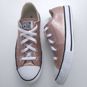 Converse Chuck Taylor All Star Rose Gold Glitter Low Top Sneakers size 4